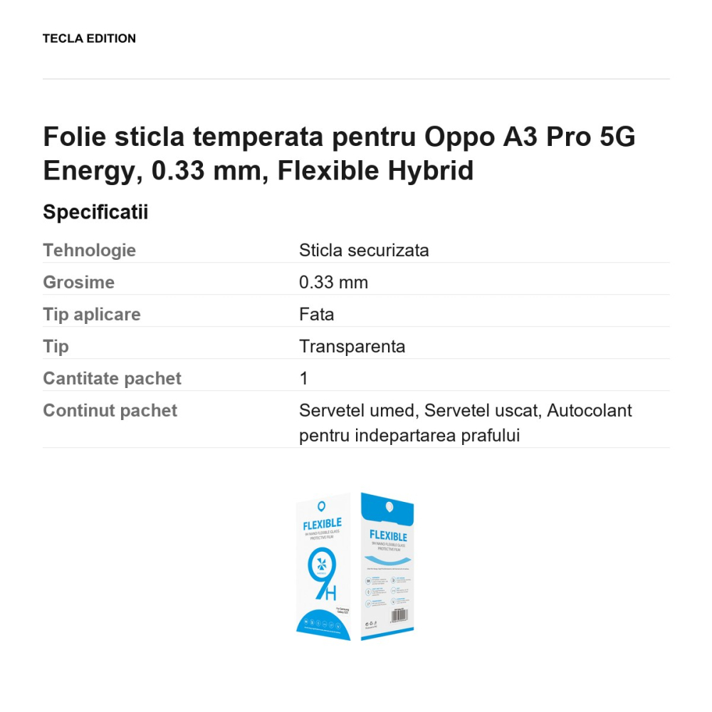 Folie sticla temperata pentru Oppo A3 Pro 5G Energy, 0.33 mm, Flexible Hybrid [3]