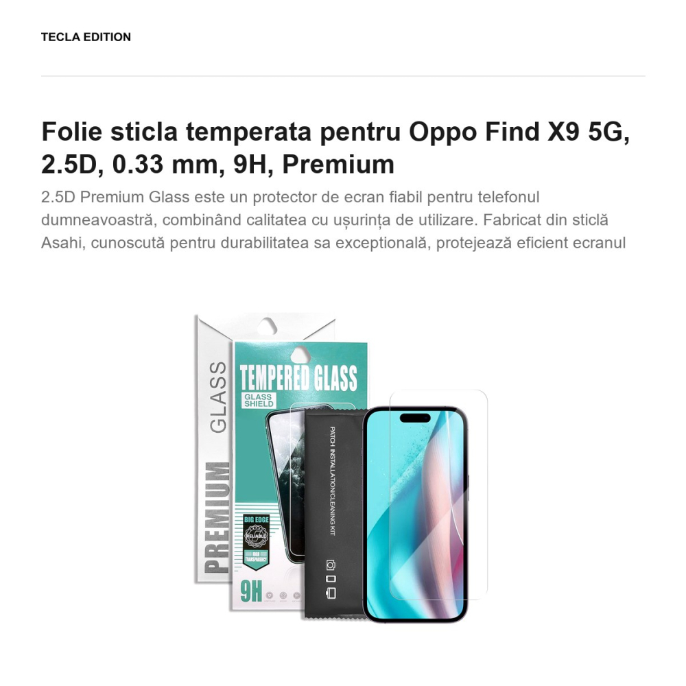 Folie sticla temperata pentru Oppo Find X9 5G, 2.5D, 0.33 mm, 9H, Premium [2]