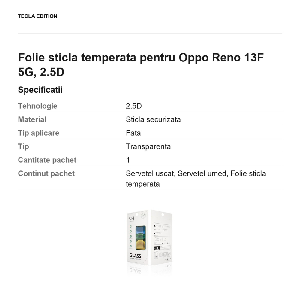 Folie sticla temperata pentru Oppo Reno 13F 5G, 2.5D [3]