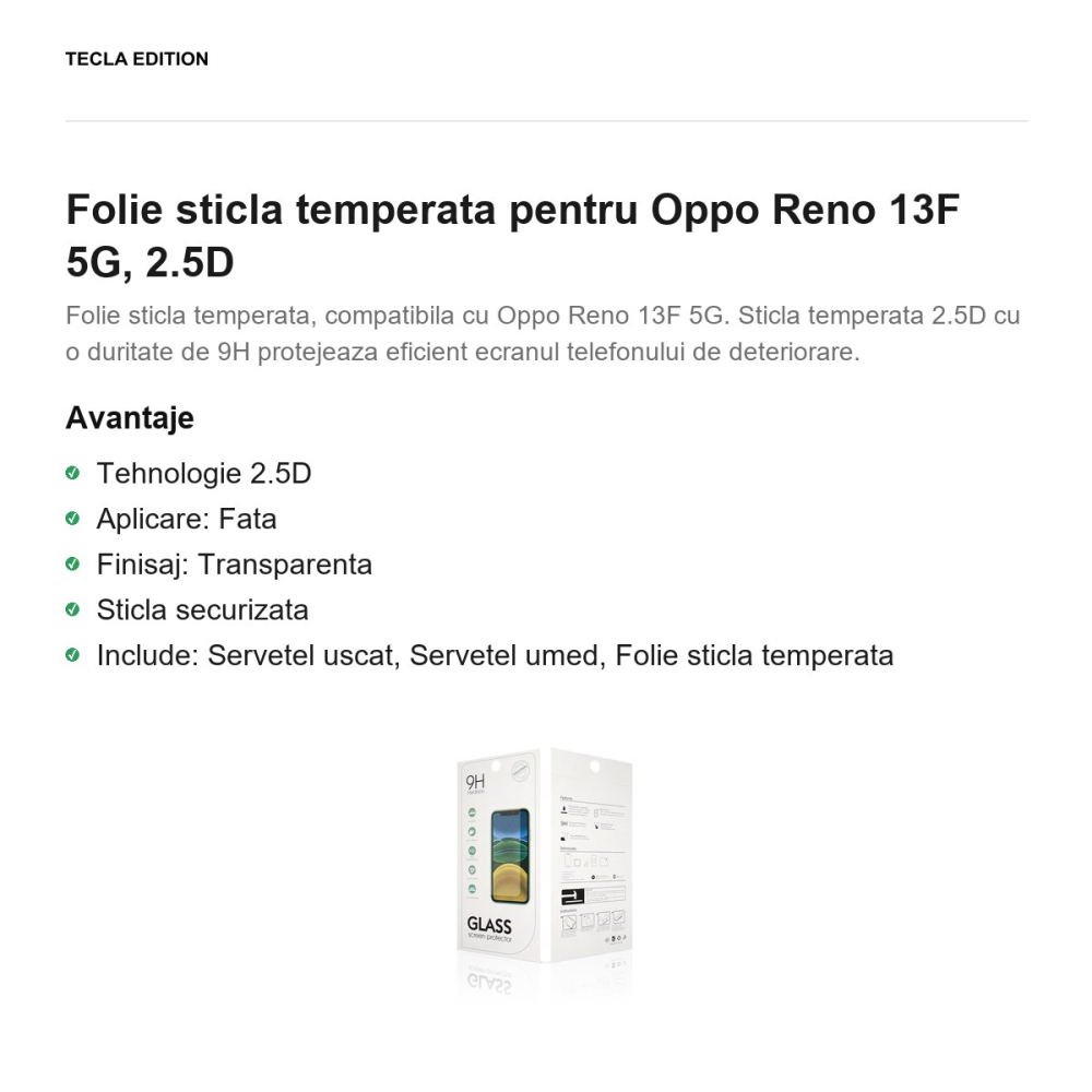 Folie sticla temperata pentru Oppo Reno 13F 5G, 2.5D [2]
