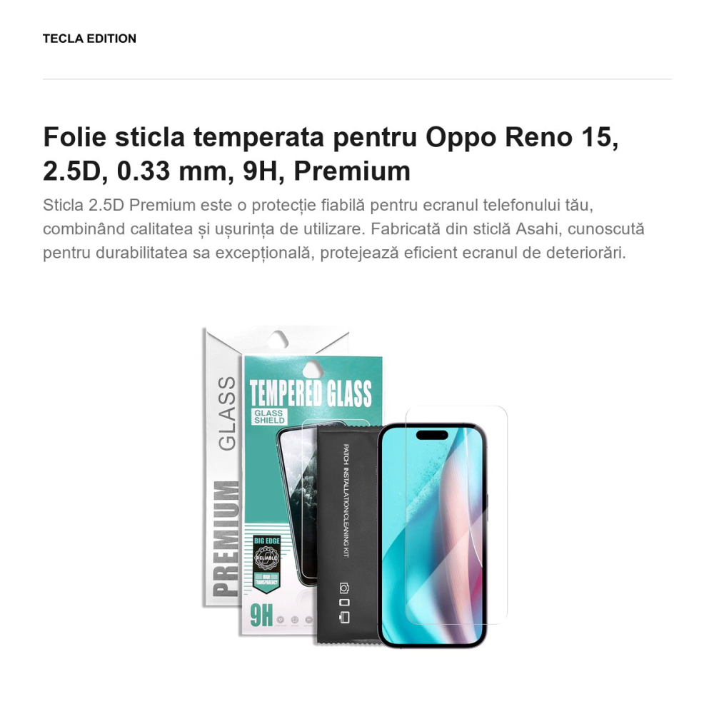 Folie sticla temperata pentru Oppo Reno 15, 2.5D, 0.33 mm, 9H, Premium [2]