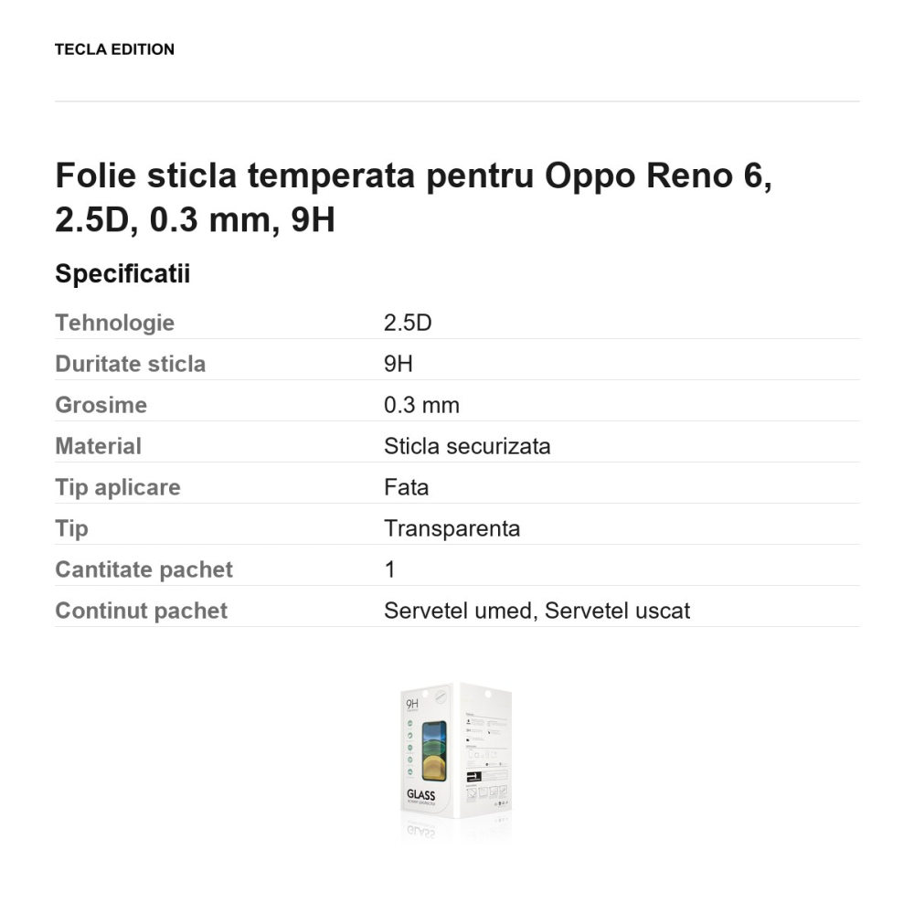 Folie sticla temperata pentru Oppo Reno 6, 2.5D, 0.3 mm, 9H [3]