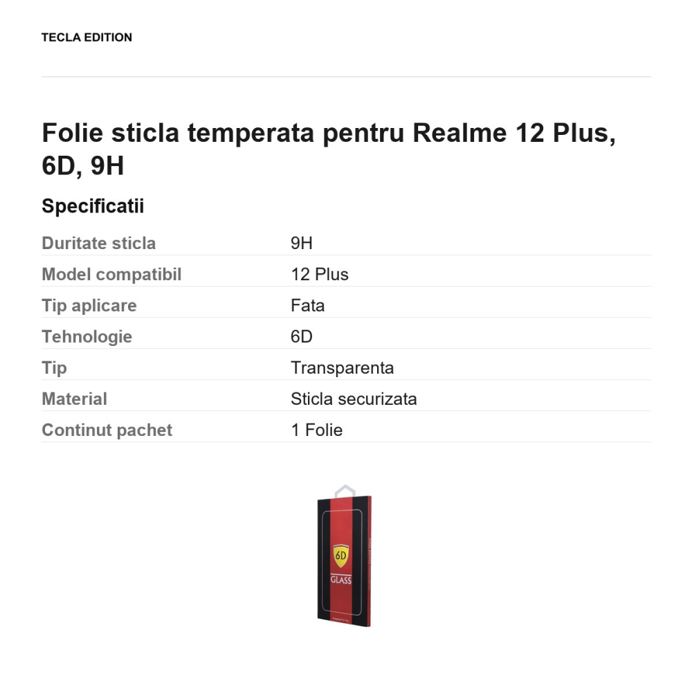 Folie sticla temperata pentru Realme 12 Plus, 6D, 9H [3]