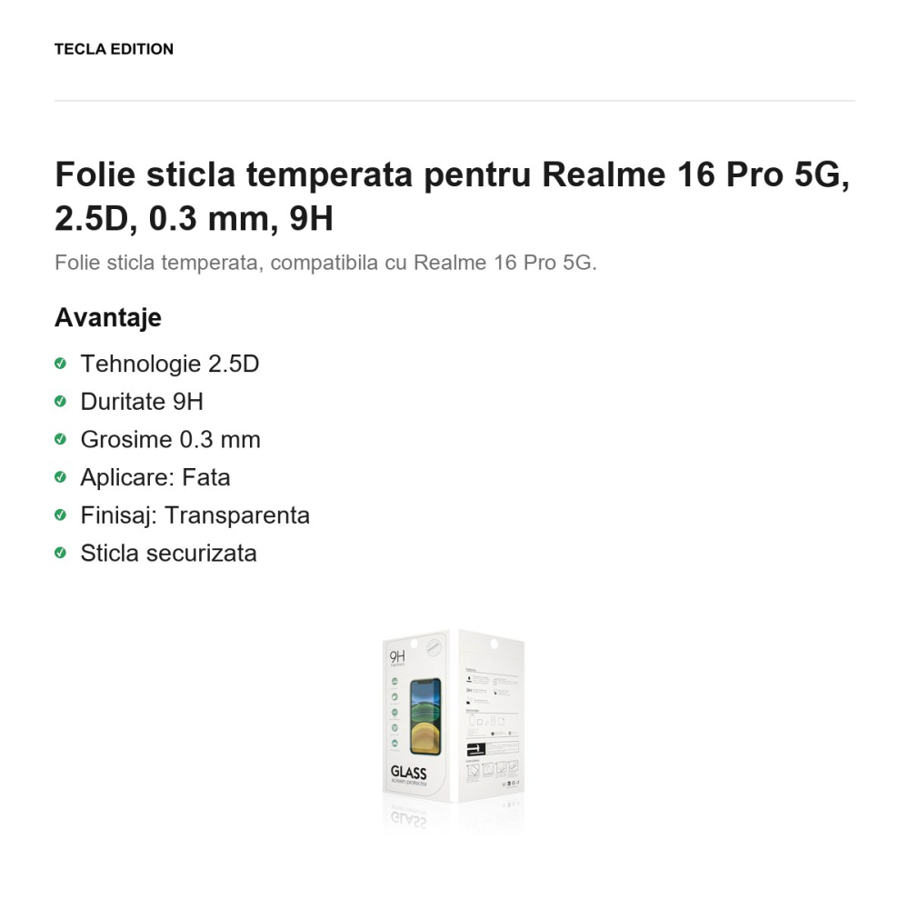 Folie sticla temperata pentru Realme 16 Pro 5G, 2.5D, 0.3 mm, 9H [2]