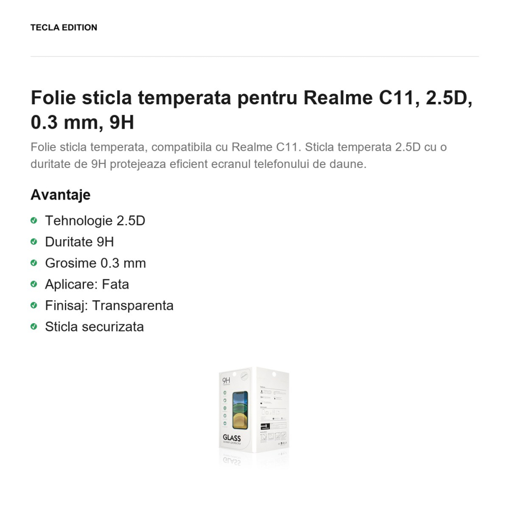 Folie sticla temperata pentru Realme C11, 2.5D, 0.3 mm, 9H [2]