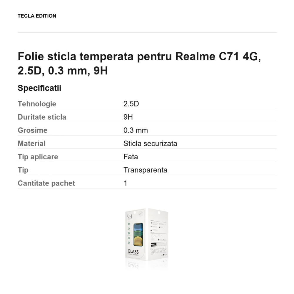 Folie sticla temperata pentru Realme C71 4G, 2.5D, 0.3 mm, 9H [3]