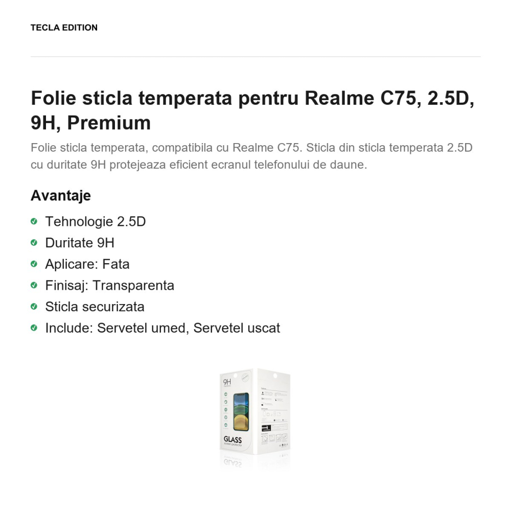 Folie sticla temperata pentru Realme C75, 2.5D, 9H, Premium [2]