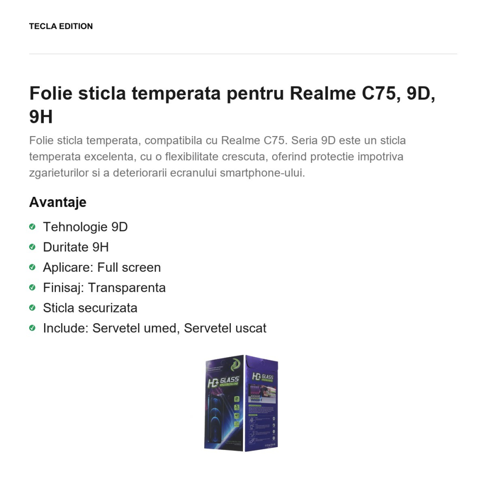 Folie sticla temperata pentru Realme C75, 9D, 9H [2]