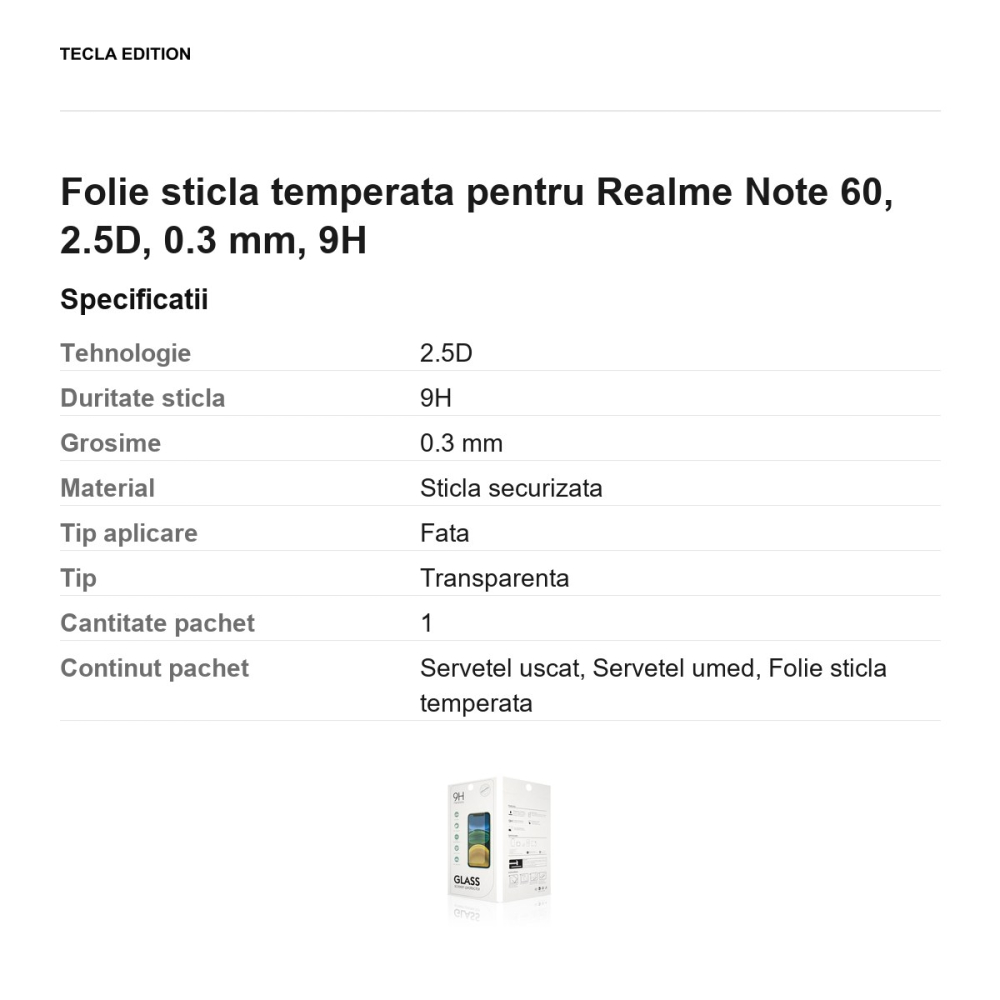 Folie sticla temperata pentru Realme Note 60, 2.5D, 0.3 mm, 9H [3]