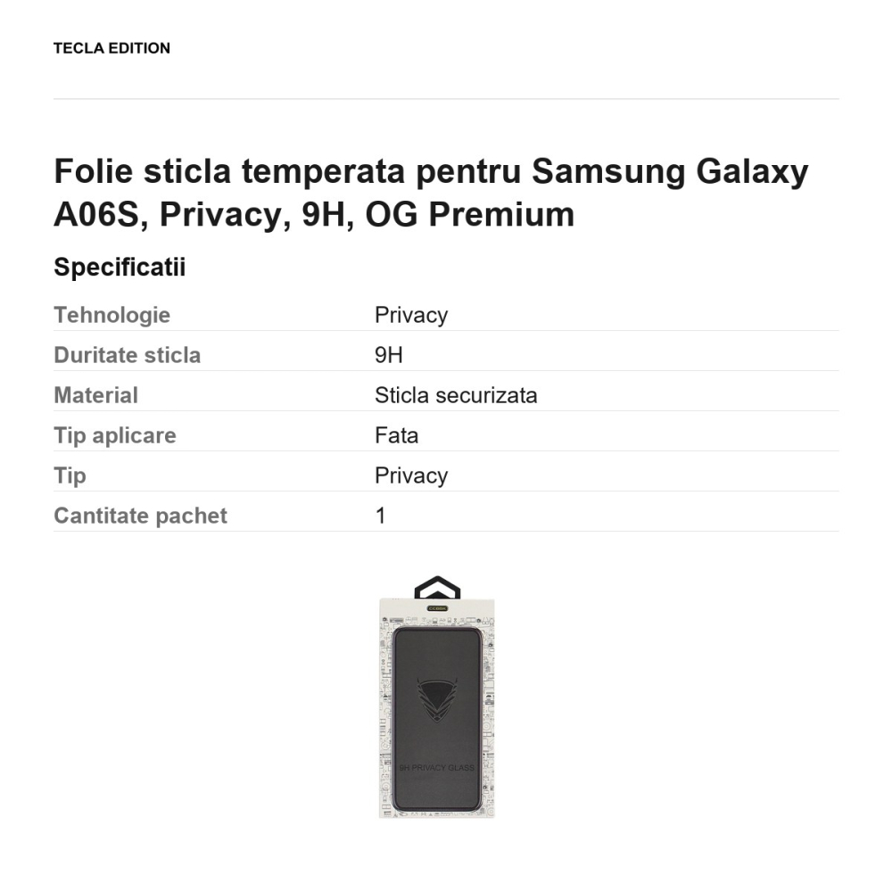 Folie sticla temperata pentru Samsung Galaxy A06S, Privacy, 9H, OG Premium [3]