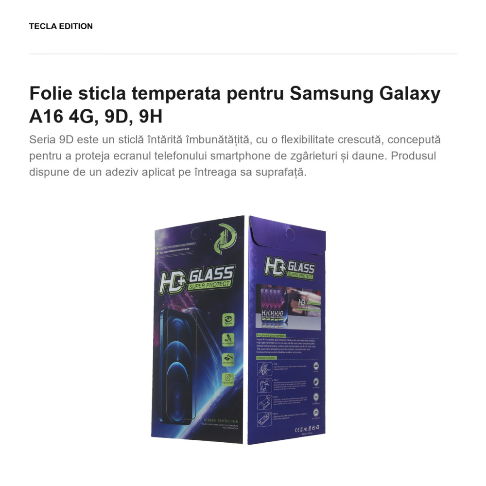 Folie sticla temperata pentru Samsung Galaxy A16 4G, 9D, 9H [2]