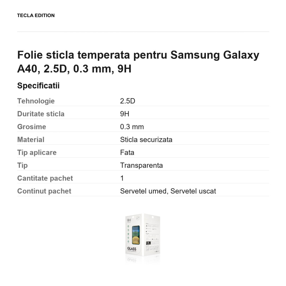 Folie sticla temperata pentru Samsung Galaxy A40, 2.5D, 0.3 mm, 9H [3]