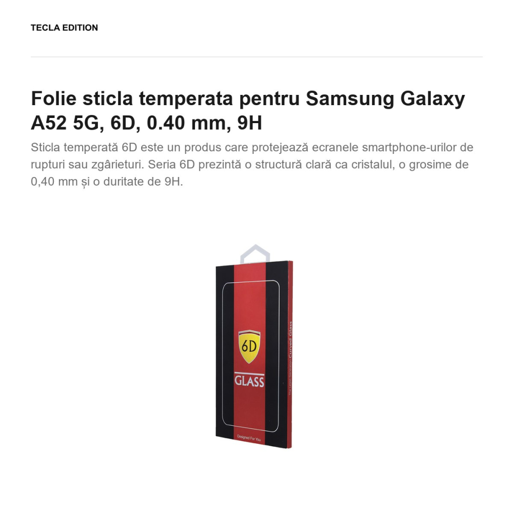 Folie sticla temperata pentru Samsung Galaxy A52 5G, 6D, 0.40 mm, 9H [2]