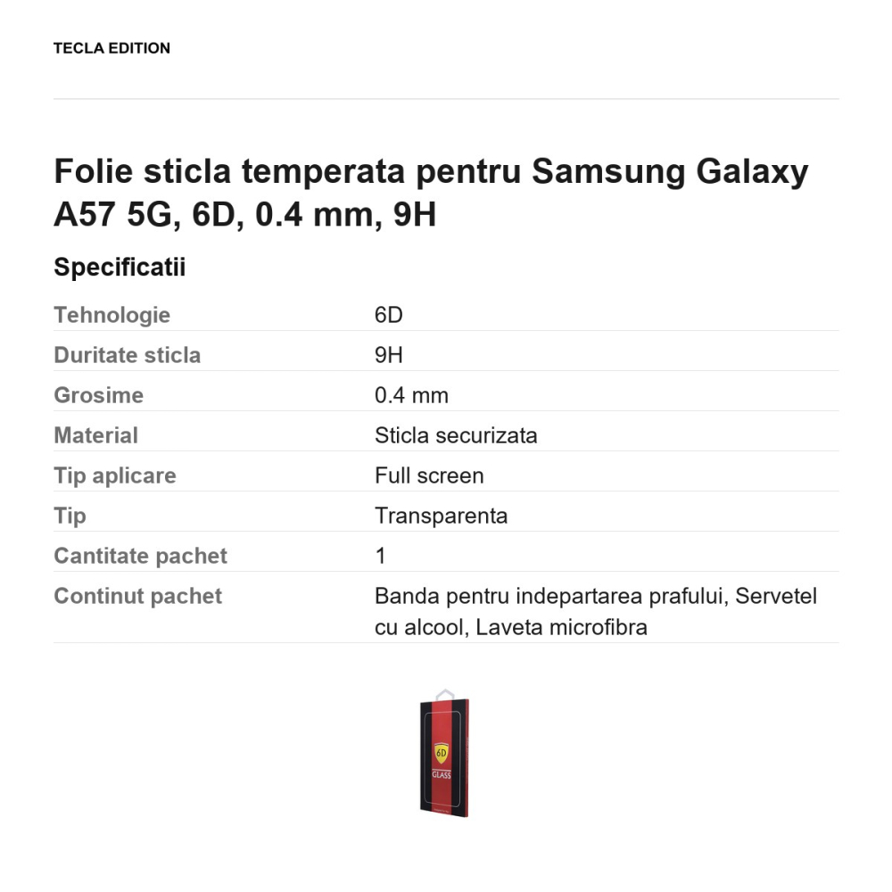 Folie sticla temperata pentru Samsung Galaxy A57 5G, 6D, 0.4 mm, 9H [3]