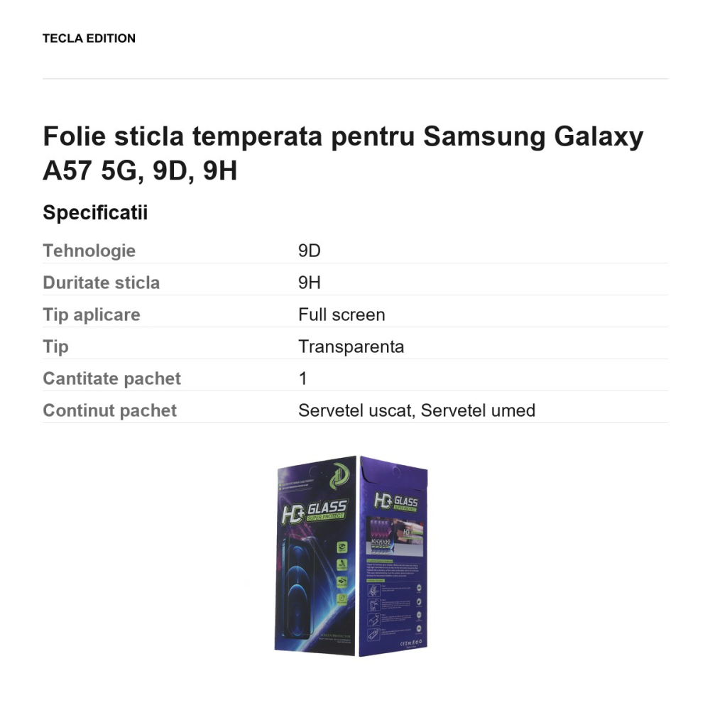 Folie sticla temperata pentru Samsung Galaxy A57 5G, 9D, 9H [3]