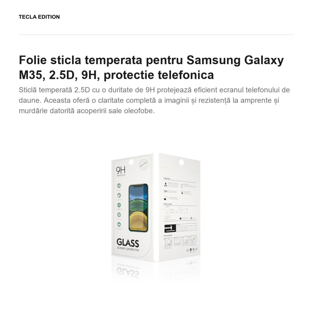 Folie sticla temperata pentru Samsung Galaxy M35, 2.5D, 9H, protectie telefonica [2]