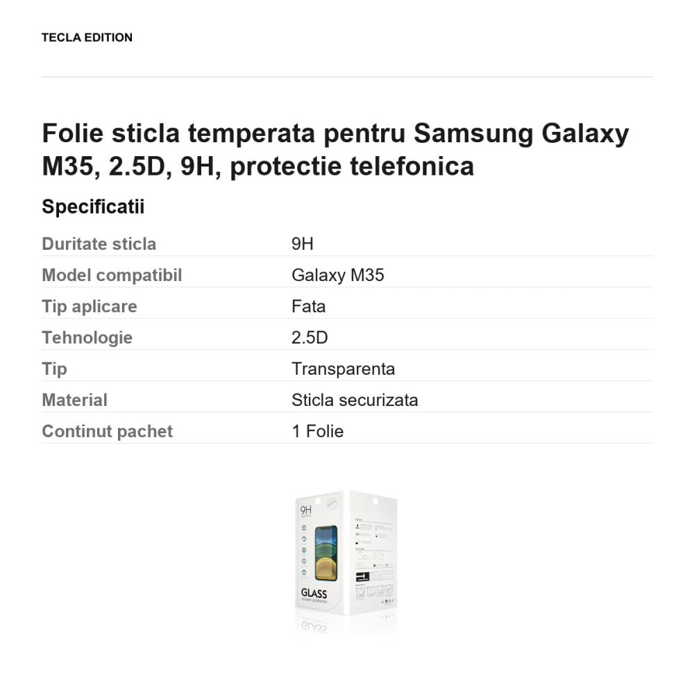 Folie sticla temperata pentru Samsung Galaxy M35, 2.5D, 9H, protectie telefonica [3]