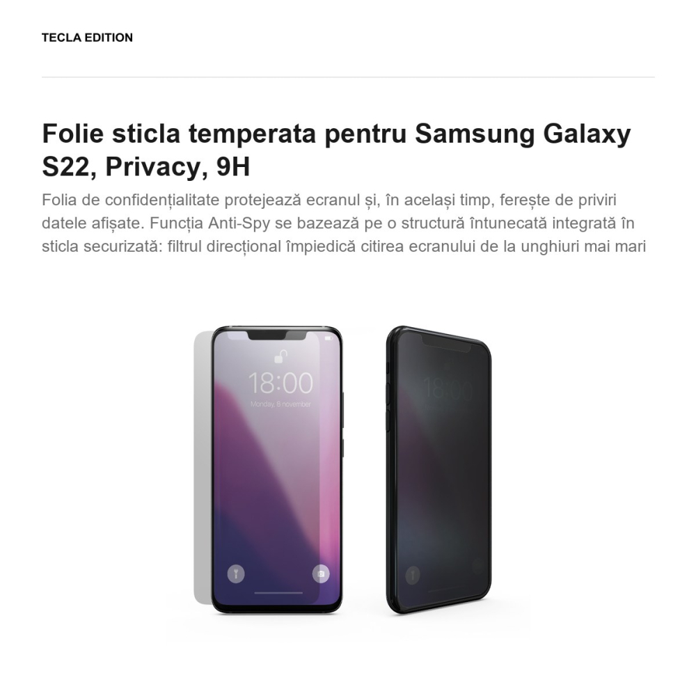 Folie sticla temperata pentru Samsung Galaxy S22, Privacy, 9H [2]