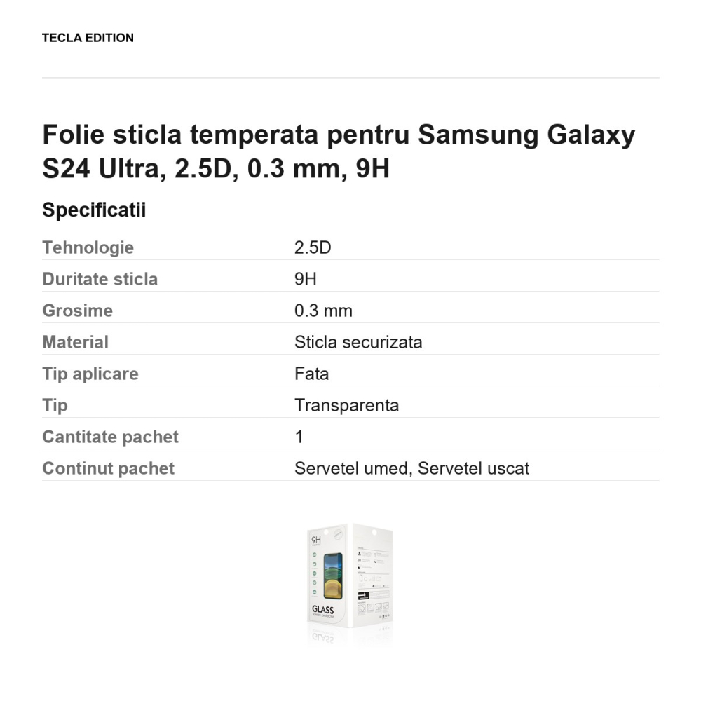Folie sticla temperata pentru Samsung Galaxy S24 Ultra, 2.5D, 0.3 mm, 9H [3]
