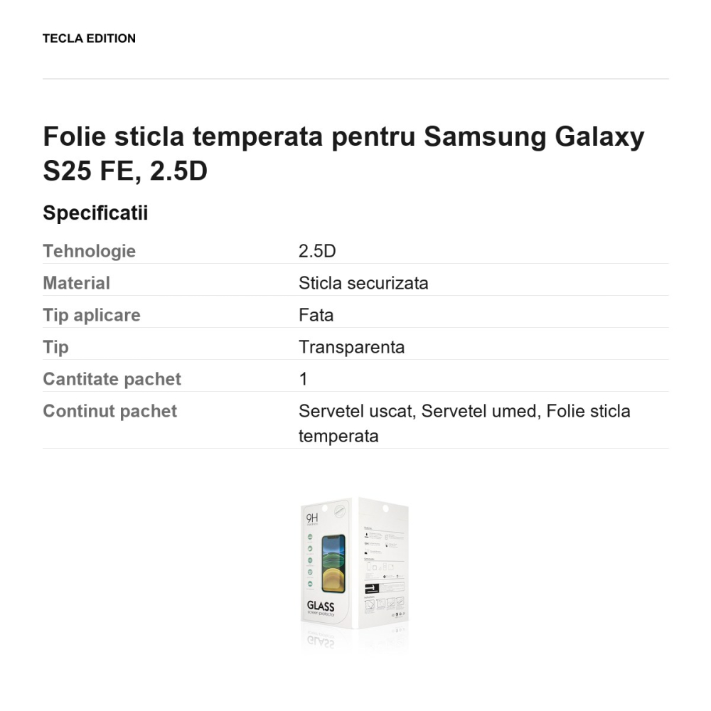 Folie sticla temperata pentru Samsung Galaxy S25 FE, 2.5D [3]