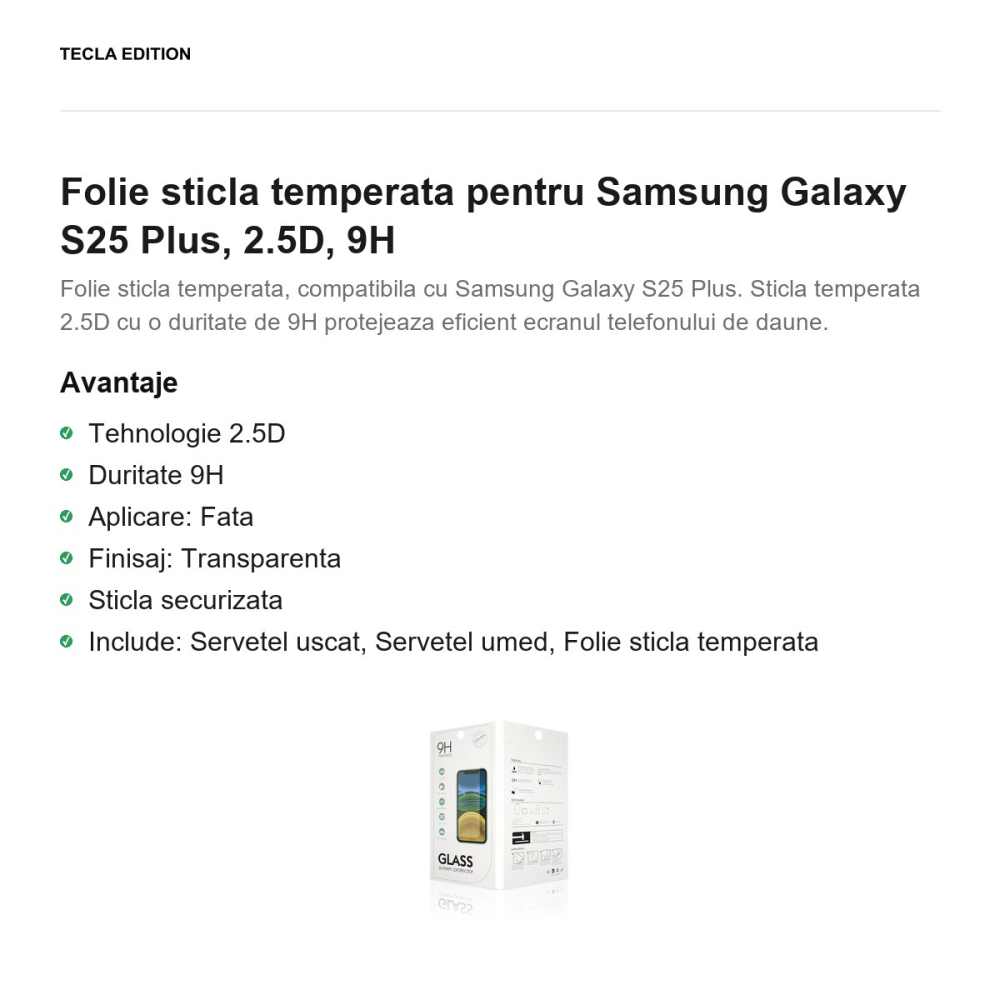 Folie sticla temperata pentru Samsung Galaxy S25 Plus, 2.5D, 9H [2]