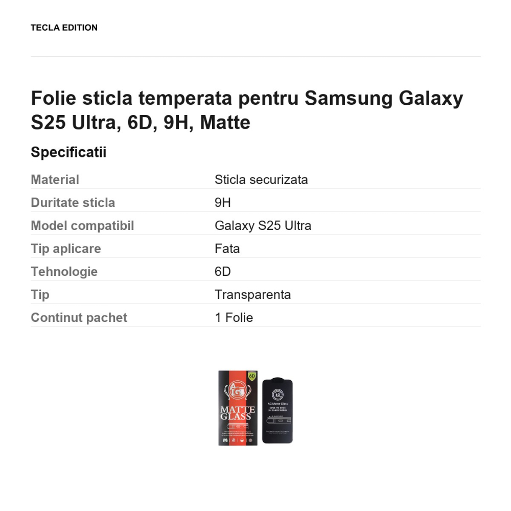Folie sticla temperata pentru Samsung Galaxy S25 Ultra, 6D, 9H, Matte [3]