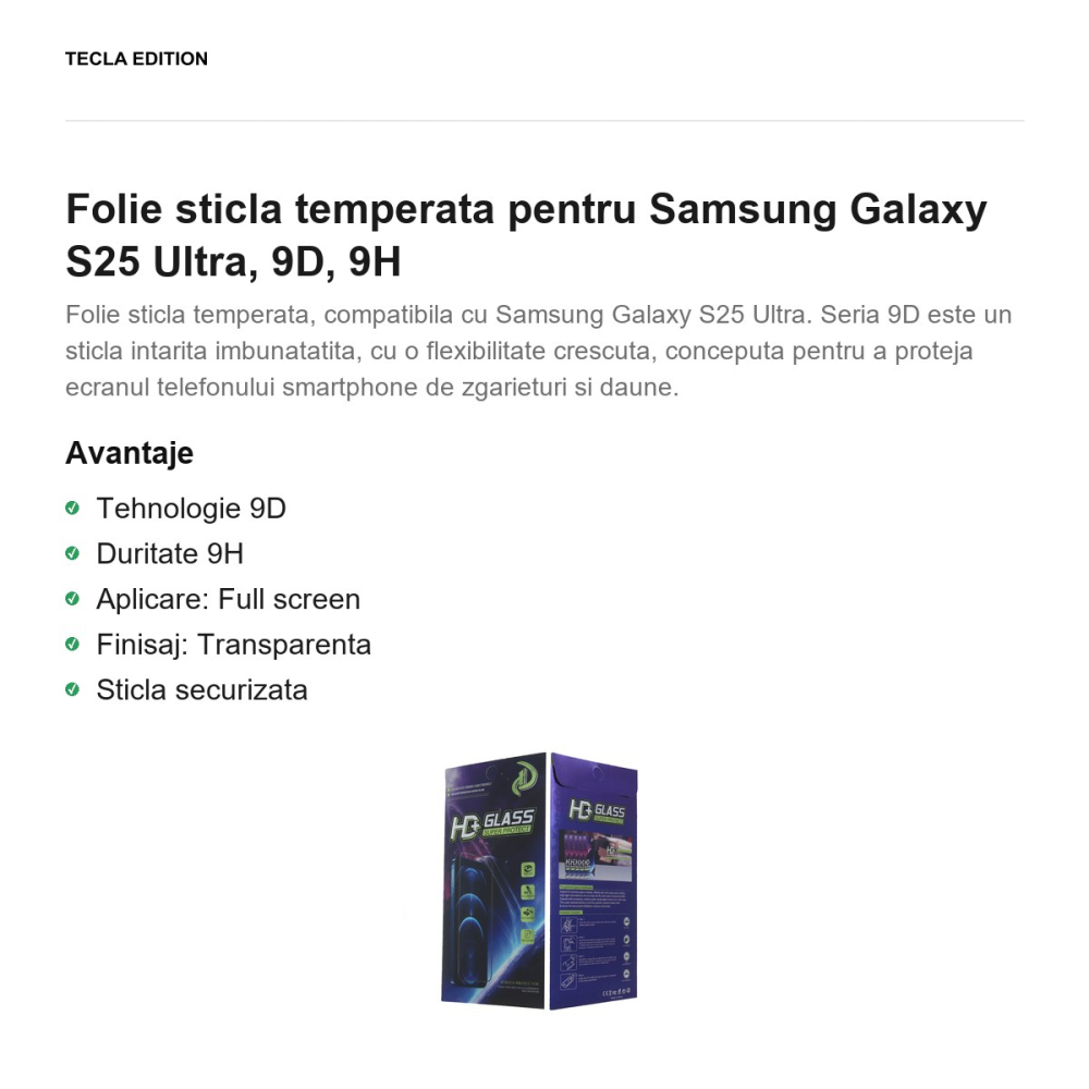 Folie sticla temperata pentru Samsung Galaxy S25 Ultra, 9D, 9H [2]