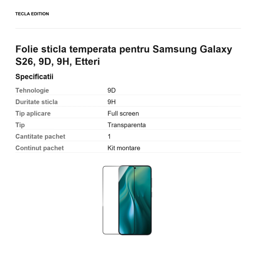 Folie sticla temperata pentru Samsung Galaxy S26, 9D, 9H, Etteri [3]