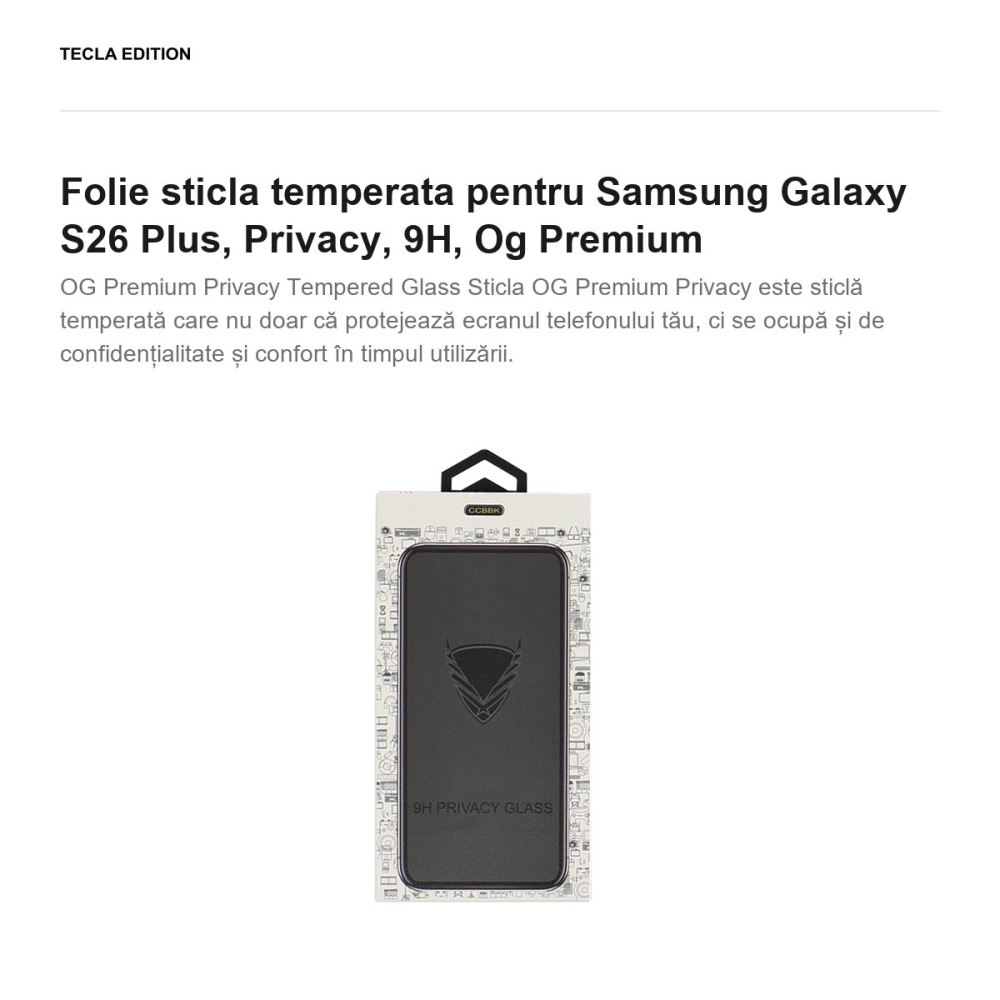 Folie sticla temperata pentru Samsung Galaxy S26 Plus, Privacy, 9H, Og Premium [2]