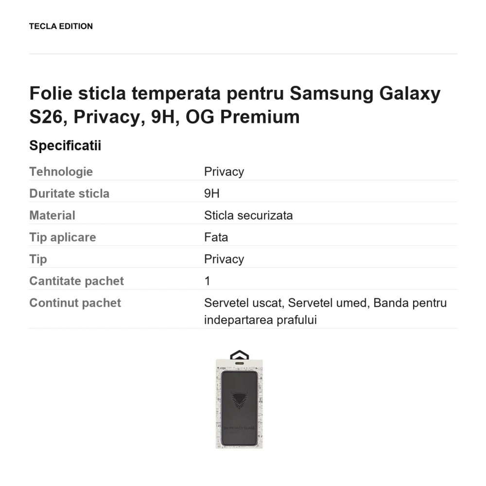 Folie sticla temperata pentru Samsung Galaxy S26, Privacy, 9H, OG Premium [3]