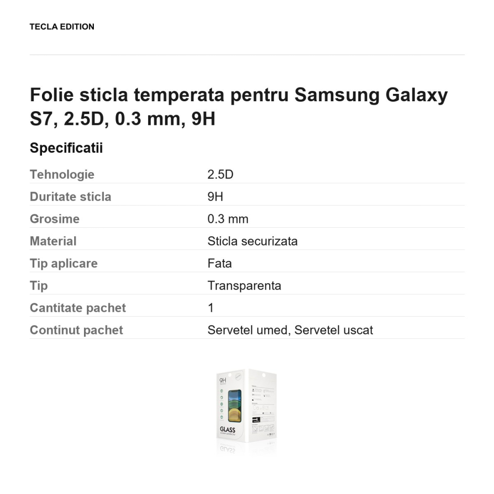 Folie sticla temperata pentru Samsung Galaxy S7, 2.5D, 0.3 mm, 9H [3]