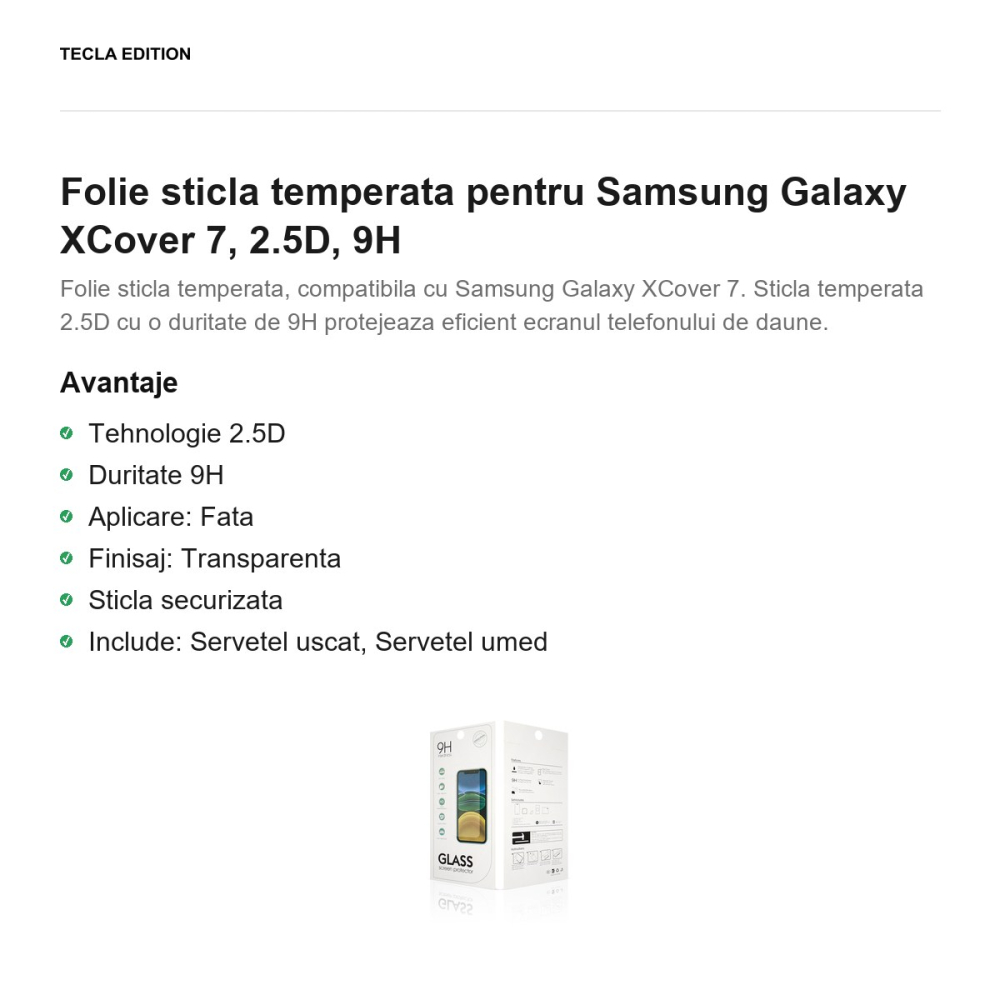Folie sticla temperata pentru Samsung Galaxy XCover 7, 2.5D, 9H [2]