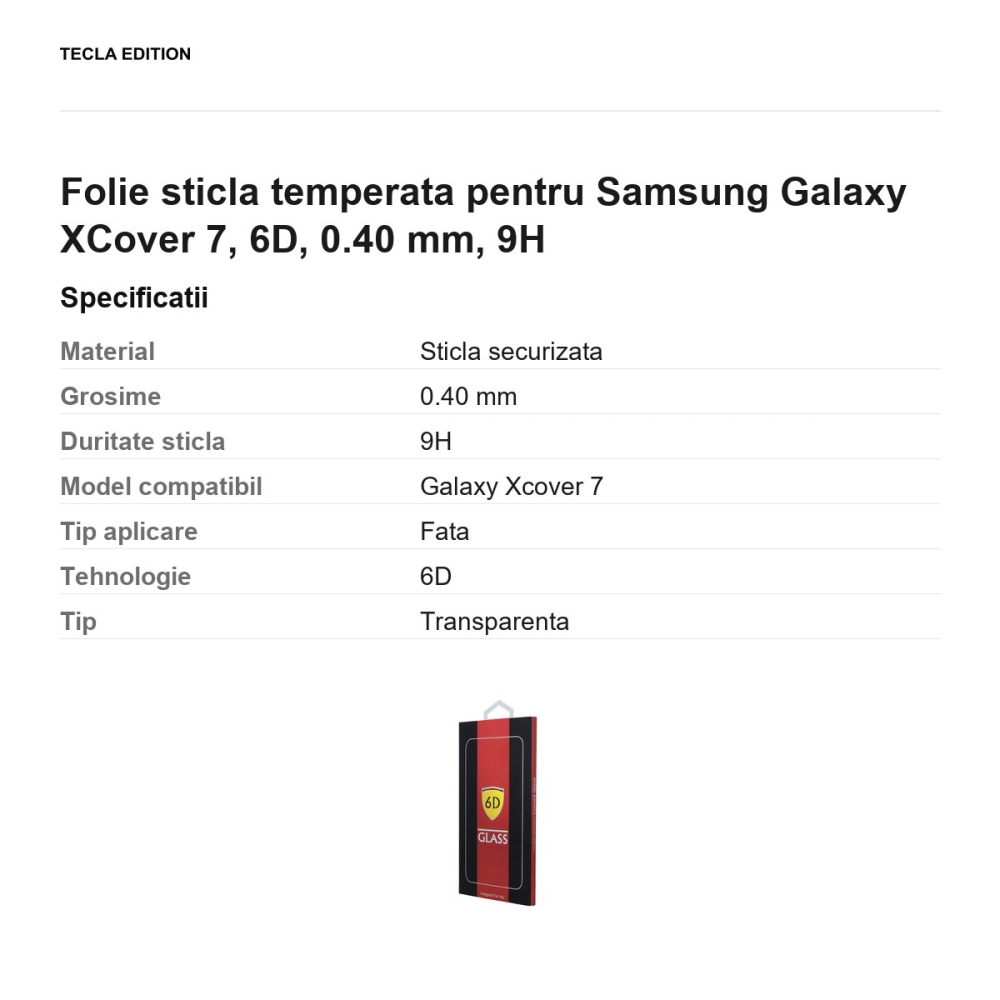 Folie sticla temperata pentru Samsung Galaxy XCover 7, 6D, 0.40 mm, 9H [3]