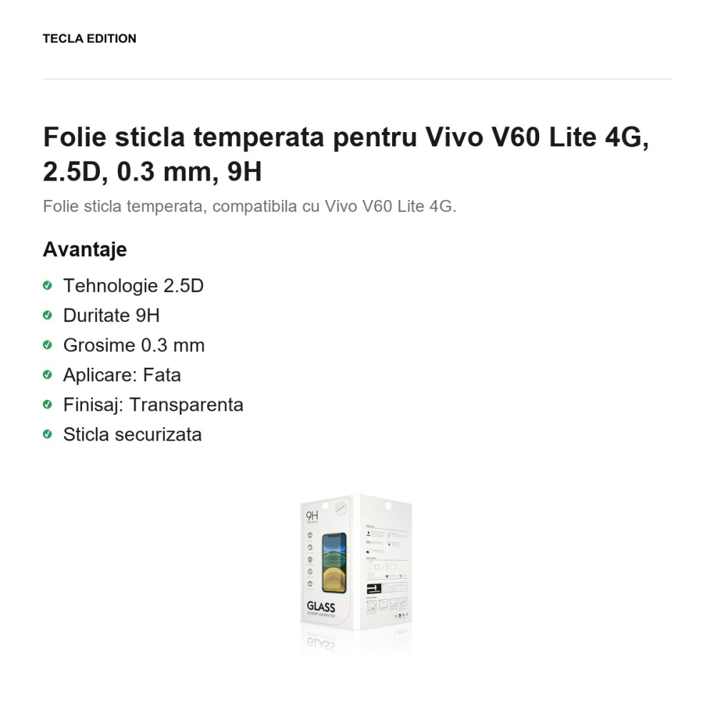 Folie sticla temperata pentru Vivo V60 Lite 4G, 2.5D, 0.3 mm, 9H [2]