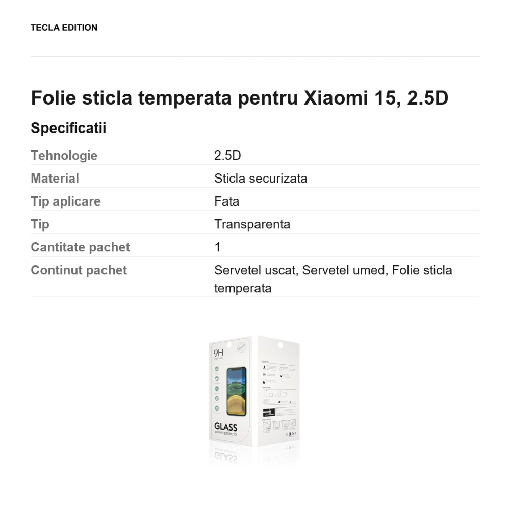 Folie sticla temperata pentru Xiaomi 15, 2.5D [3]