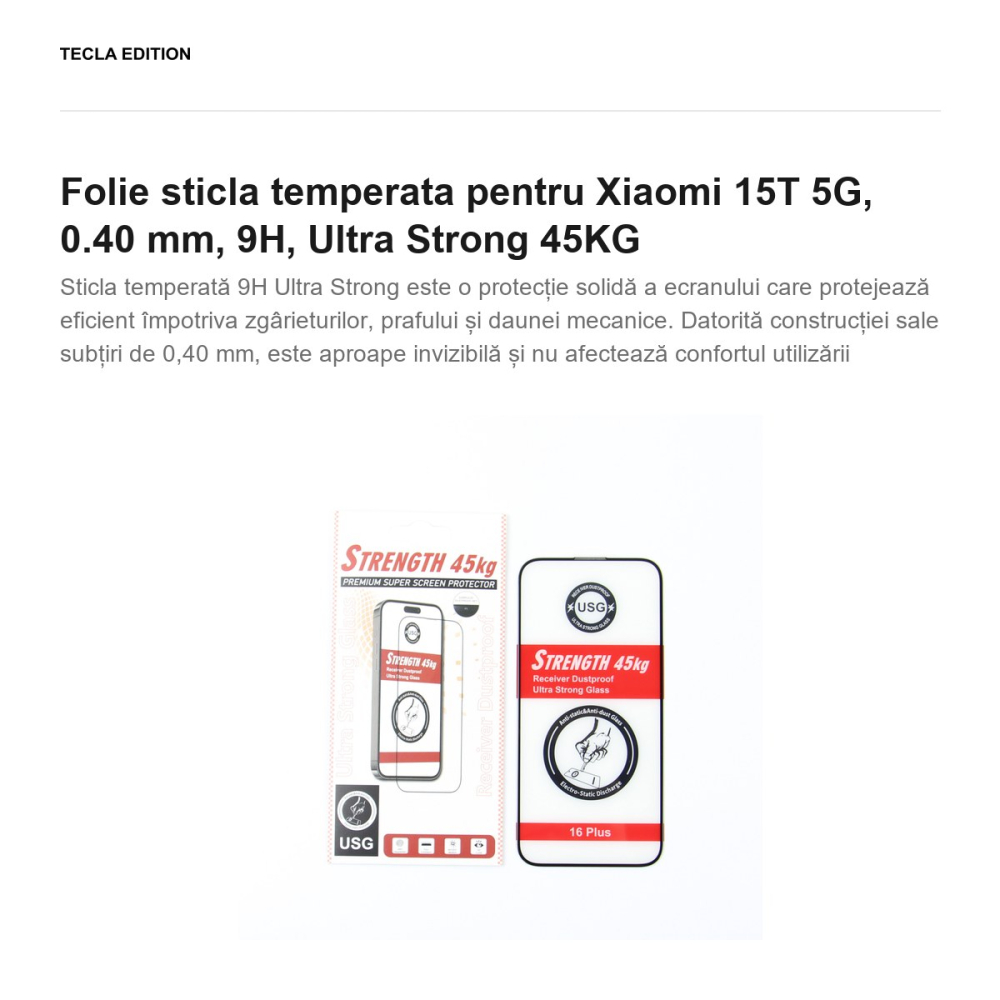 Folie sticla temperata pentru Xiaomi 15T 5G, 0.40 mm, 9H, Ultra Strong 45KG [2]
