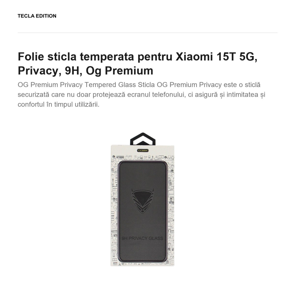Folie sticla temperata pentru Xiaomi 15T 5G, Privacy, 9H, Og Premium [2]