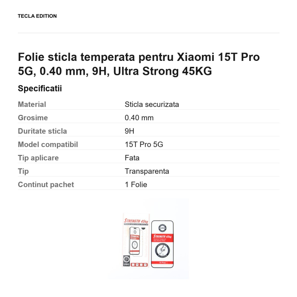 Folie sticla temperata pentru Xiaomi 15T Pro 5G, 0.40 mm, 9H, Ultra Strong 45KG [3]