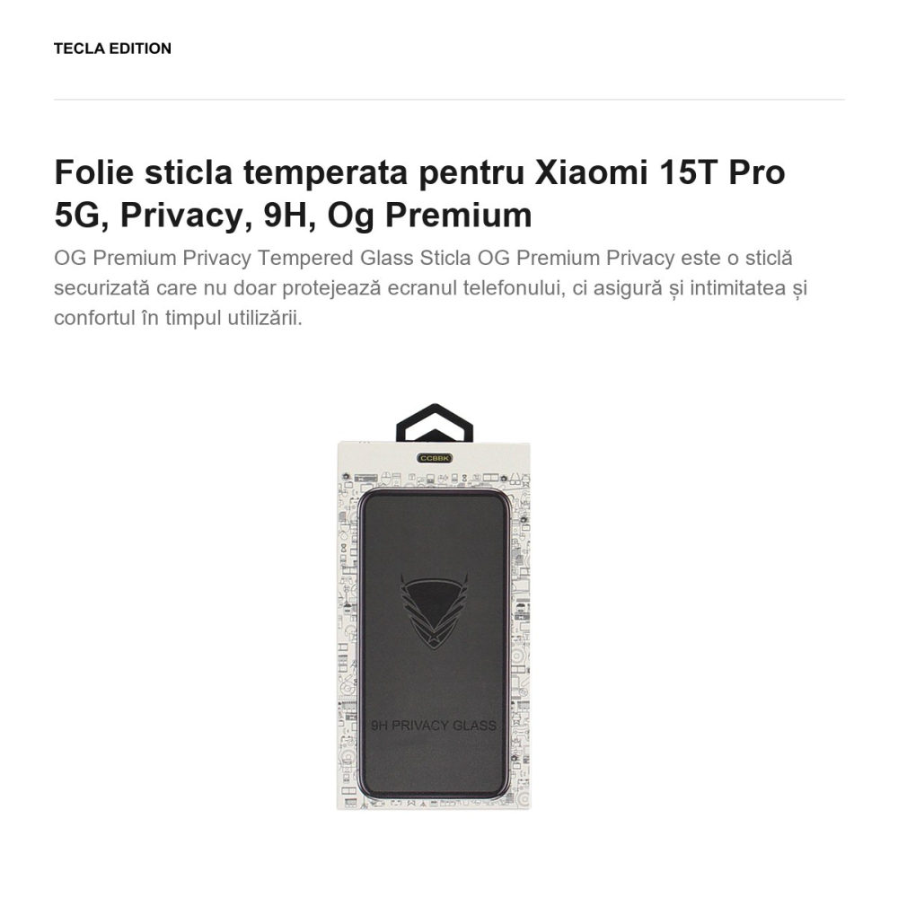 Folie sticla temperata pentru Xiaomi 15T Pro 5G, Privacy, 9H, Og Premium [2]