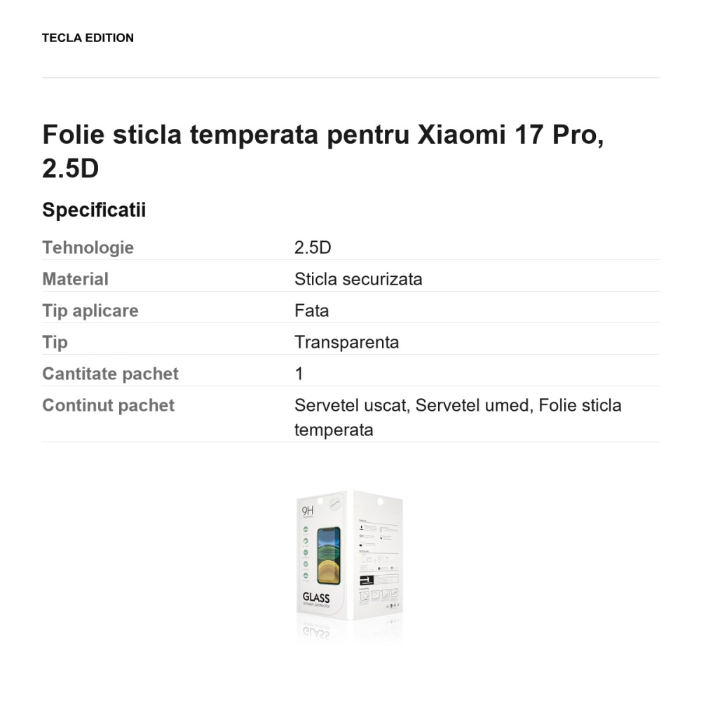 Folie sticla temperata pentru Xiaomi 17 Pro, 2.5D [3]