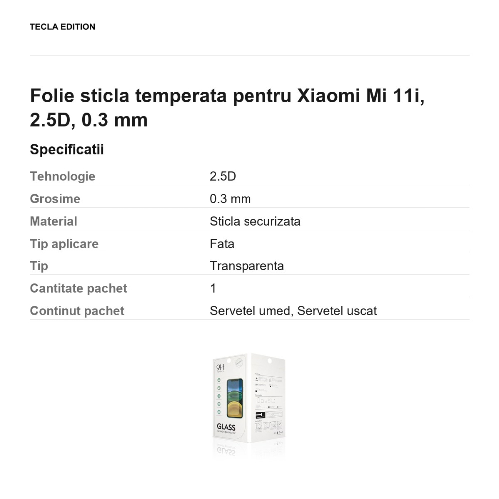 Folie sticla temperata pentru Xiaomi Mi 11i, 2.5D, 0.3 mm [3]