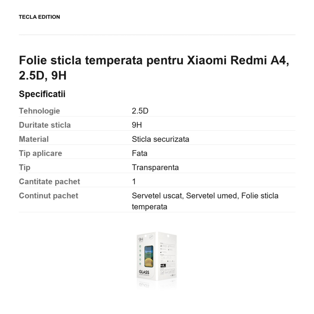 Folie sticla temperata pentru Xiaomi Redmi A4, 2.5D, 9H [3]