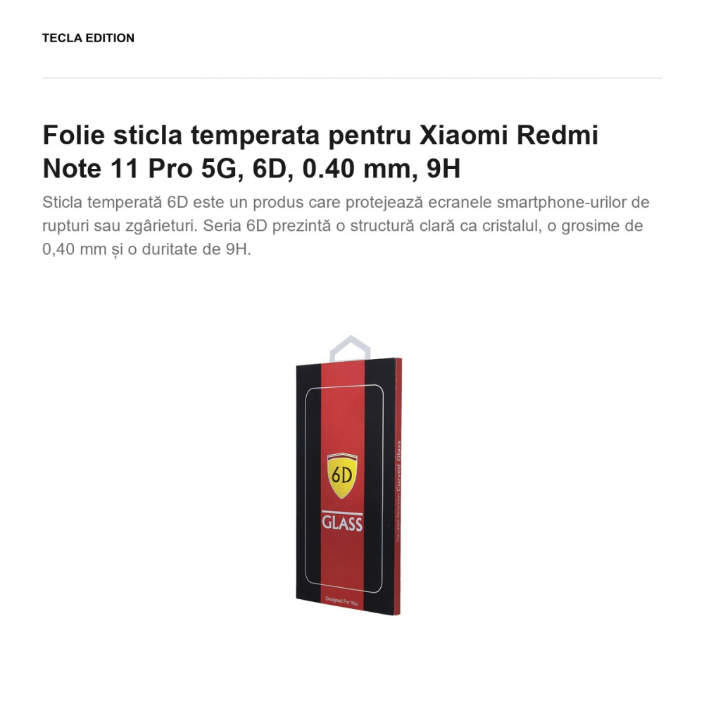 Folie sticla temperata pentru Xiaomi Redmi Note 11 Pro 5G, 6D, 0.40 mm, 9H [2]