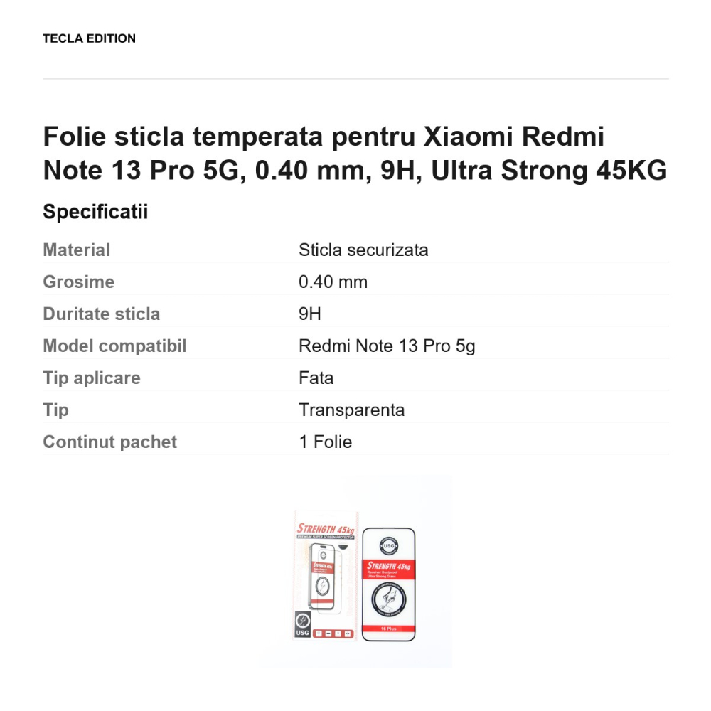 Folie sticla temperata pentru Xiaomi Redmi Note 13 Pro 5G, 0.40 mm, 9H, Ultra Strong 45KG [3]