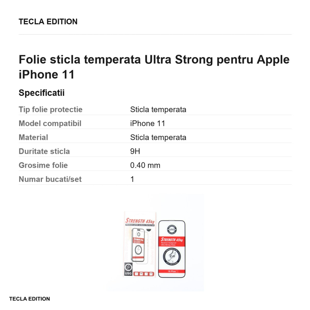 Folie sticla temperata Ultra Strong pentru Apple iPhone 11 [3]