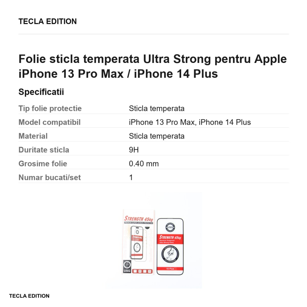Folie sticla temperata Ultra Strong pentru Apple iPhone 13 Pro Max / iPhone 14 Plus [3]