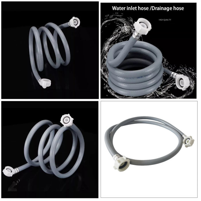 Furtun alimentare masina spalat cu lungime de 3 m, filet 3/4" (25mm), material PVC/POM non-toxic, rezistent la caldura si ger, design cu 3 straturi [2]
