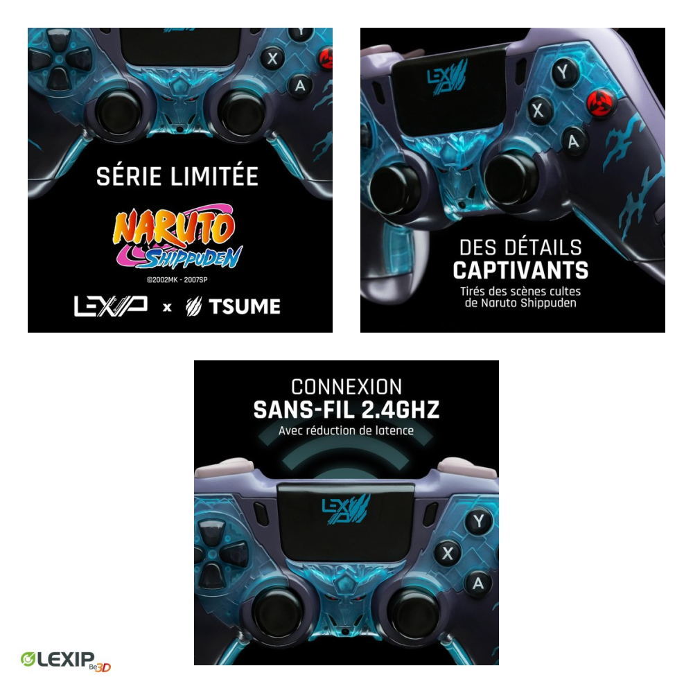 Gamepad wireless Lexip Kakashi Kamui, Naruto Shippuden, receptor USB 2.4 GHz, 4 padele programabile, iesire jack si microfon, pentru PC si Nintendo Switch, TSXLXGC0002 [4]