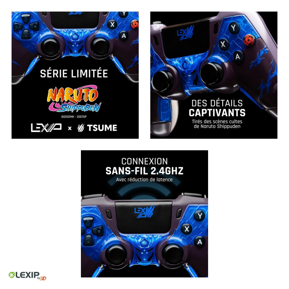Gamepad wireless Lexip Madara Destruction, Naruto Shippuden, receptor USB 2.4 GHz, 4 padele programabile, iesire jack si microfon, pentru PC si Nintendo Switch, TSXLXGC0003 [4]