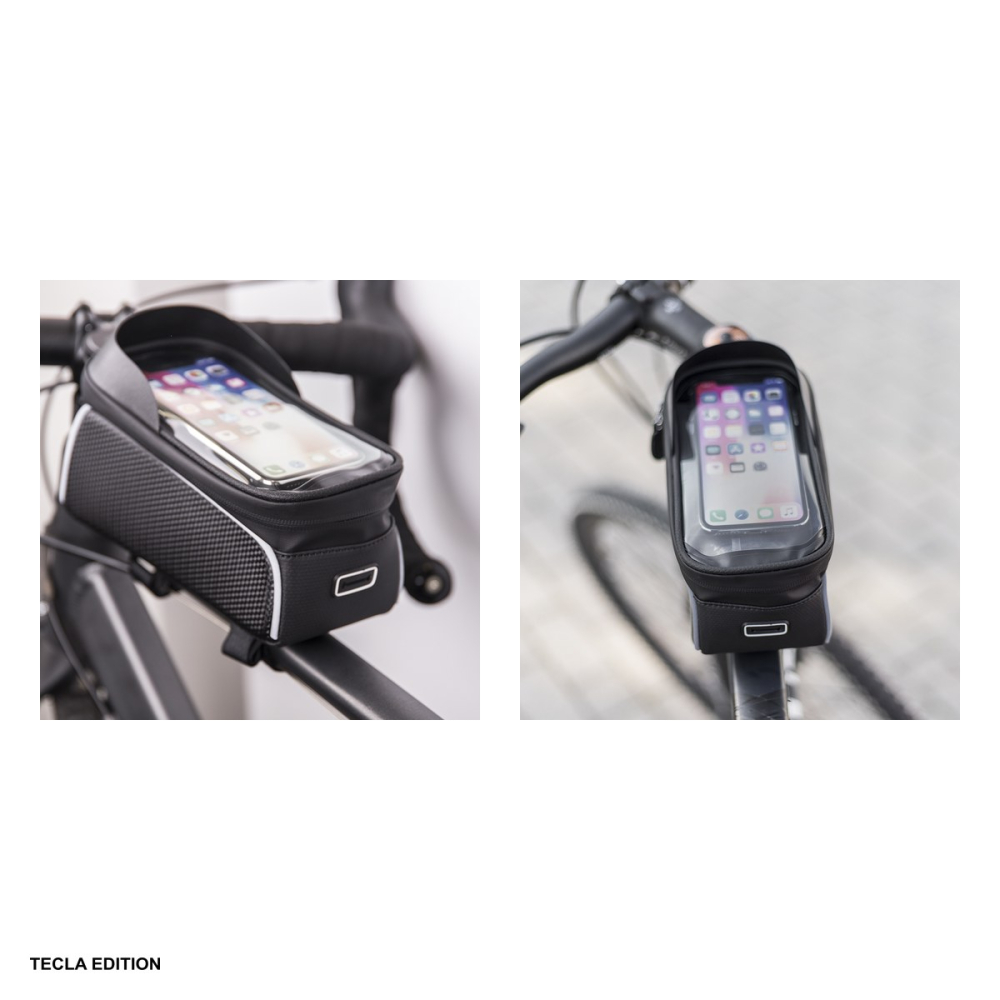 Geanta de cadru pentru bicicleta cu suport telefon ecranat, impermeabila, folie tactila, TFO Model02, neagra [4]
